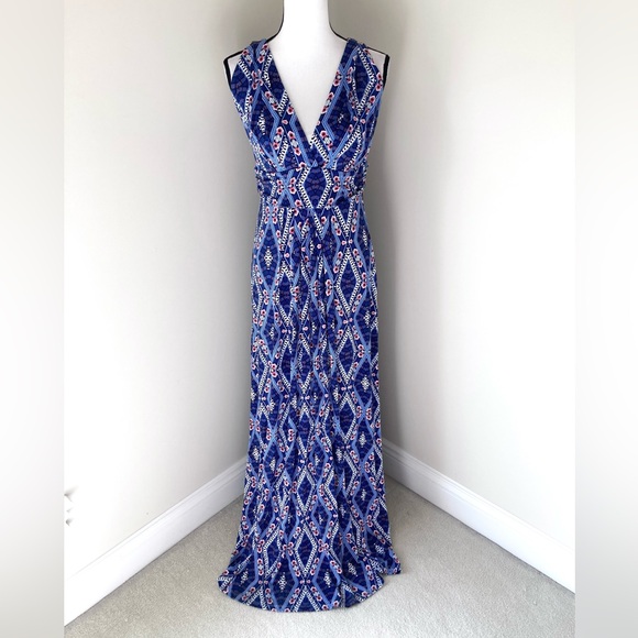 NWT Lemon Tart Shania Stitch Fix v-neck maxi dress abstract print Size XL - Picture 3 of 11